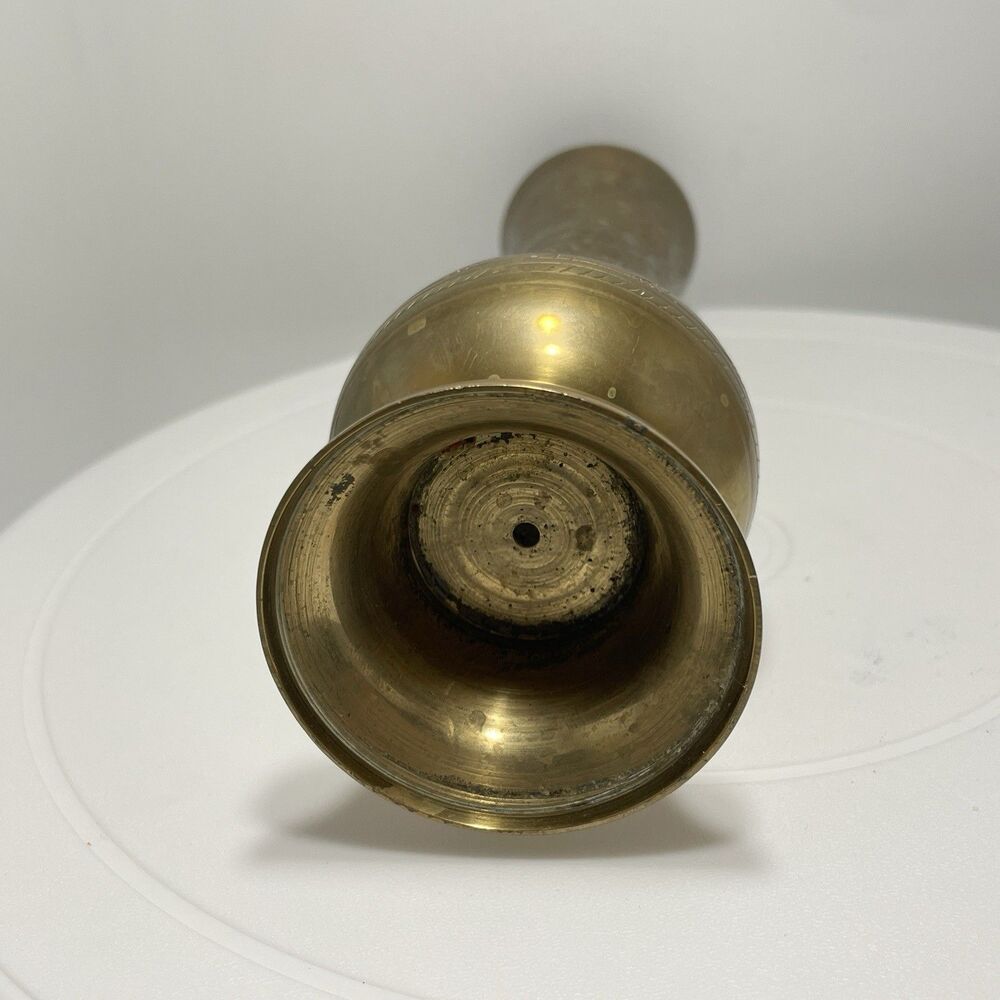 Vintage Etched Brass Floral Bud Vase Hand Engraved India Boho Decorative MCM - Picture 6 of 9